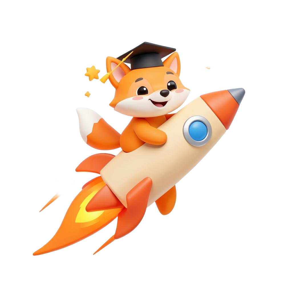 Rapozinha de capa de formatura voando em um foguete